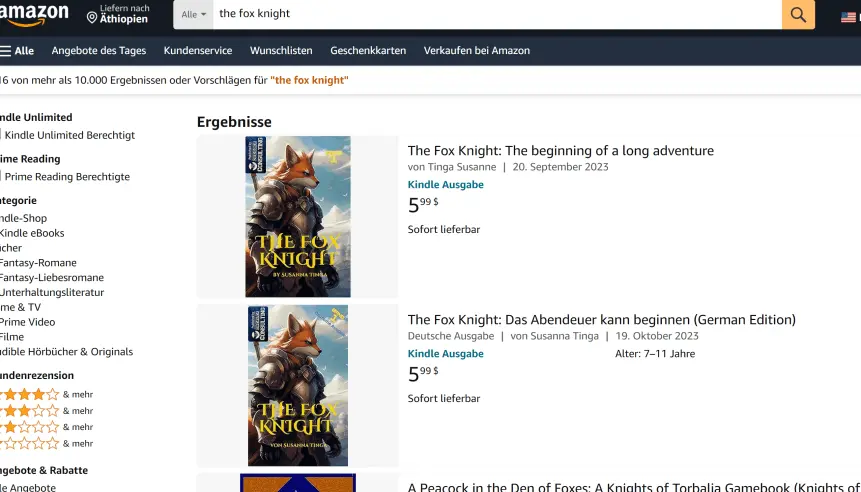 Susanna Tinga The Fox knight auf amazon